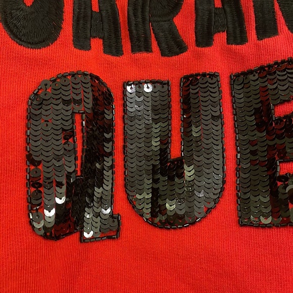 Alice + Olivia Denver Quarantine Queen Sequined Red Sweatshirt Small - Picture 9 of 10